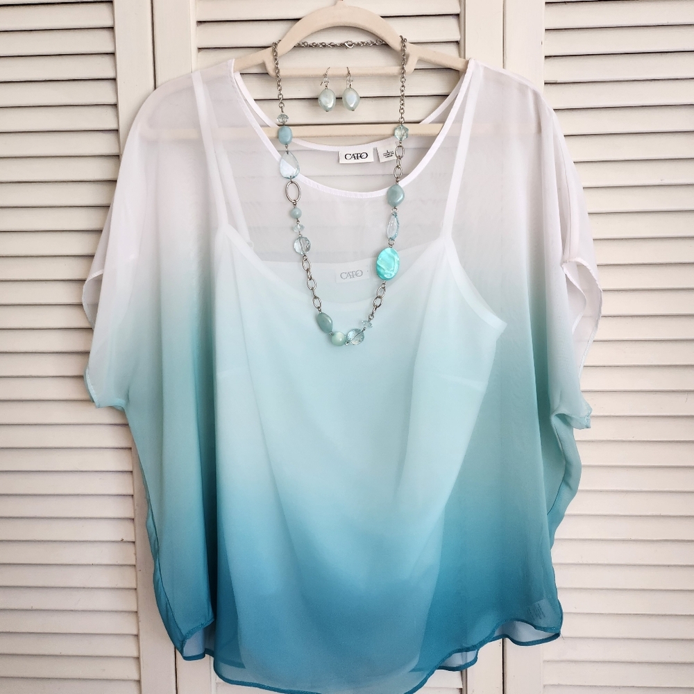 Blouse, 2 peice-sheer blouse w/tanktop